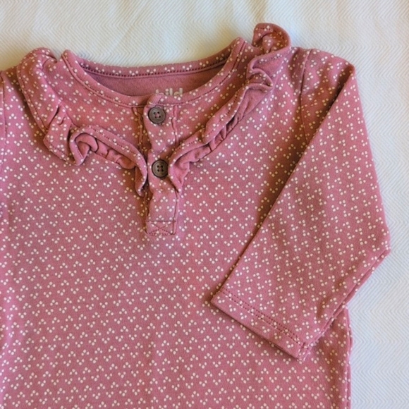 child of mine rose pink dotted long sleeve bodysuit diaper shirt 3-6 months baby - Picture 2 of 6